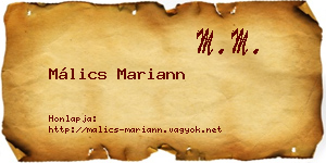 Málics Mariann névjegykártya