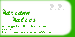 mariann malics business card